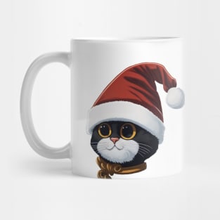 Cute Santa Black Cat in Christmas Mug